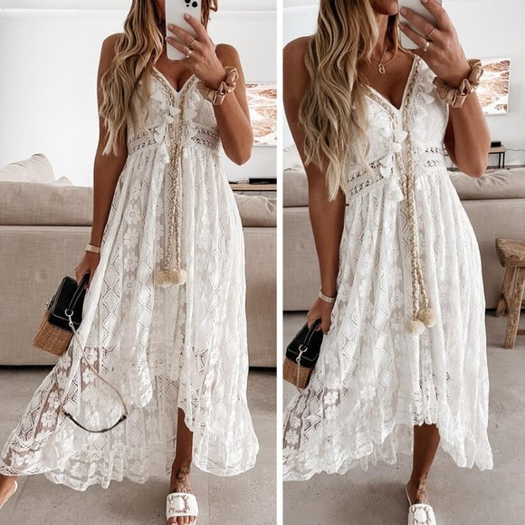 Shop Fig Dresses & Skirts - New White Lace Sundress Beach Festival Dress